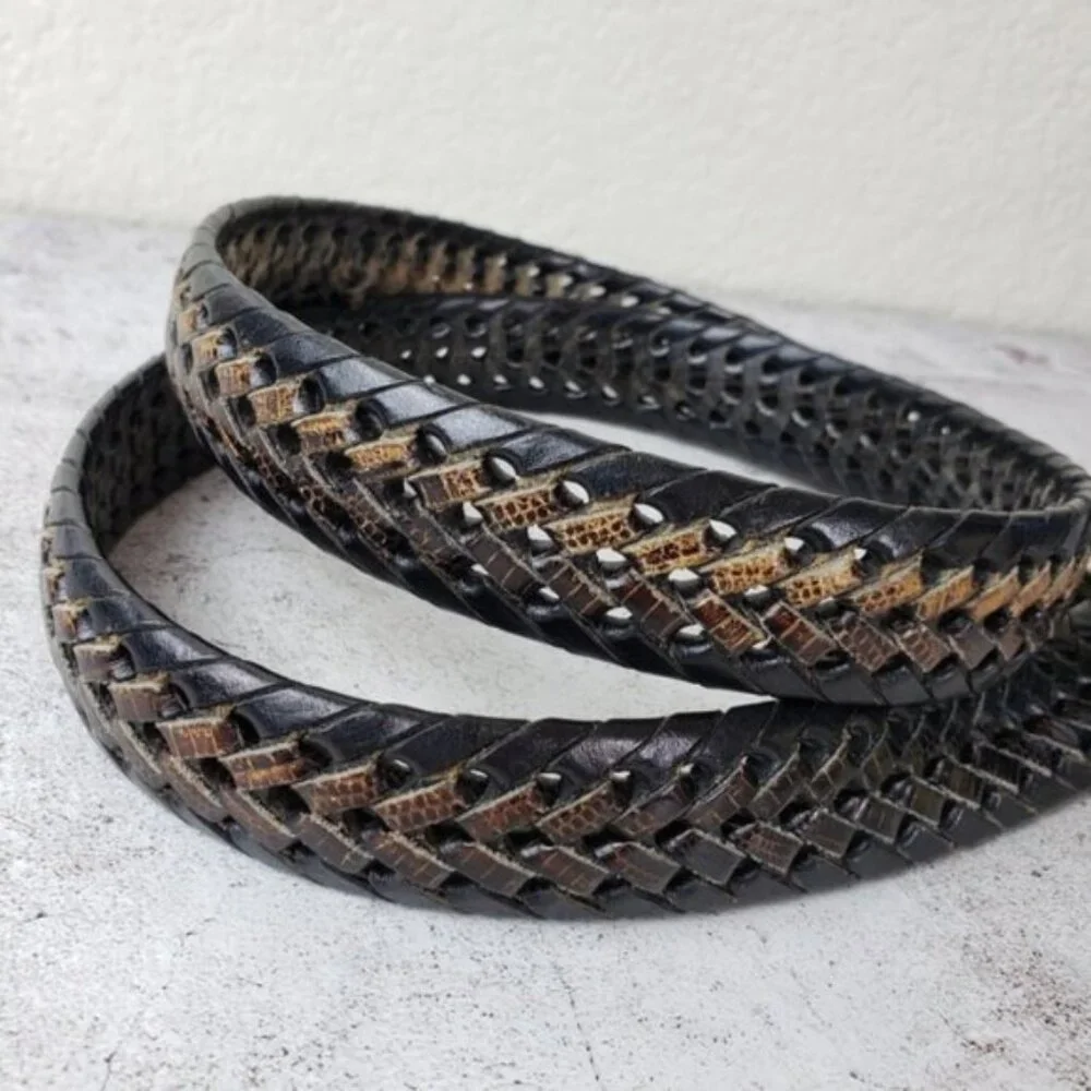 Vintage Brighton Braided Leather Belt Rustic size 42 Unisex